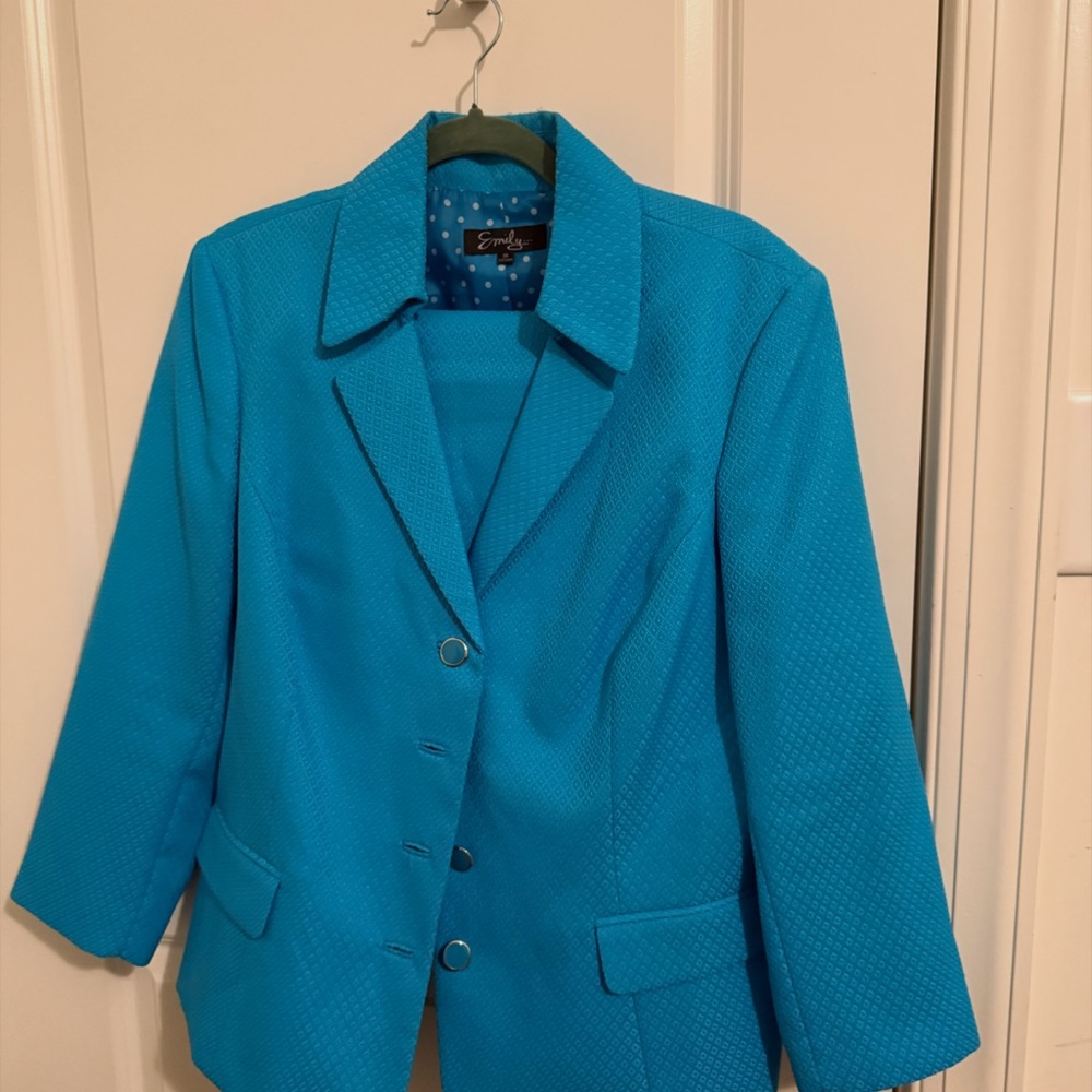 emily west Teal Textured Women's Blazer Jacket